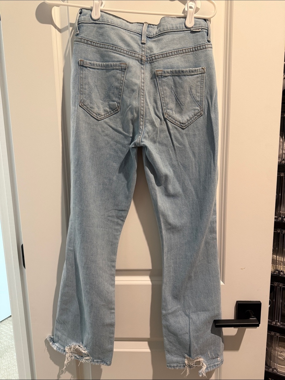 MOTHER Light Blue Frayed Hem Wide-Leg Jeans - Picture 4 of 7